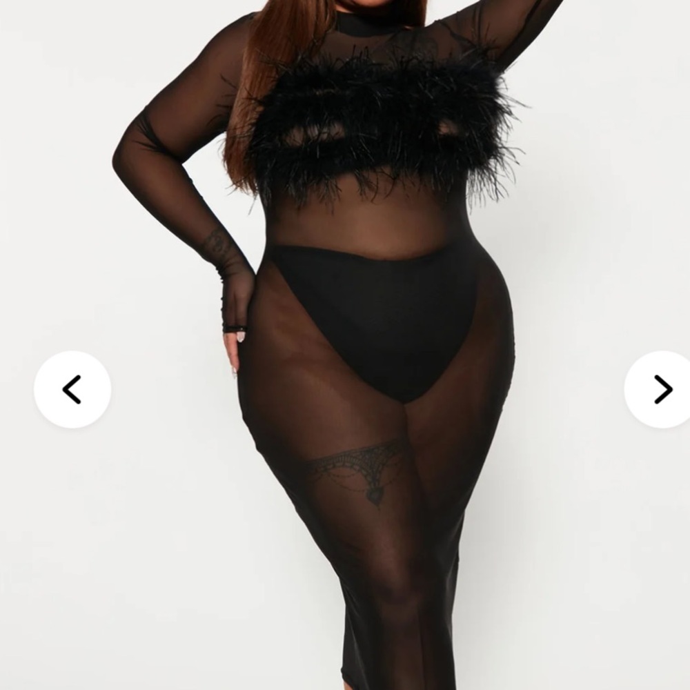 Fashion Nova Black Sheer Long Sleeve Dress